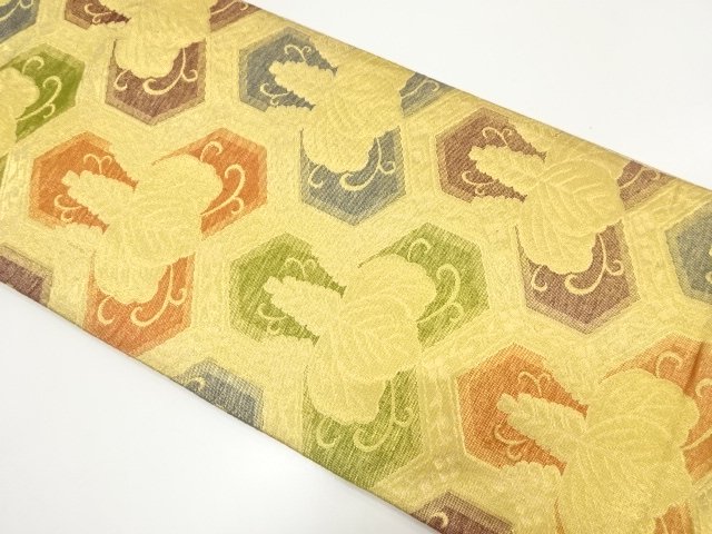 JAPANESE KIMONO / ANTIQUE SAGA NISHIKI: BISHAMON TORTOISE SHELL / PAUL
